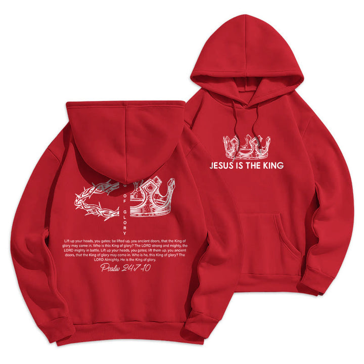 Christianartworkshop Quotation Style Jesus Is The King Fleece Lined Polyester Hoodie - Red - 2XL - image 26