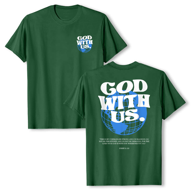 Christianartworkshop God With Us Cotton T-Shirt - Dark Green - 2XL - image 21