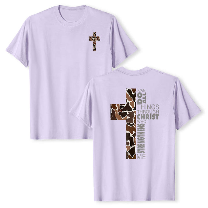 Christianartworkshop Camo Cross Design With Philippians 4:13 Verse Christian T-Shirt - Purple - 2XL - image 18