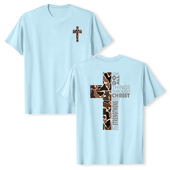 Christianartworkshop Camo Cross Design With Philippians 4:13 Verse Christian T-Shirt - Blue - 2XL - image 12
