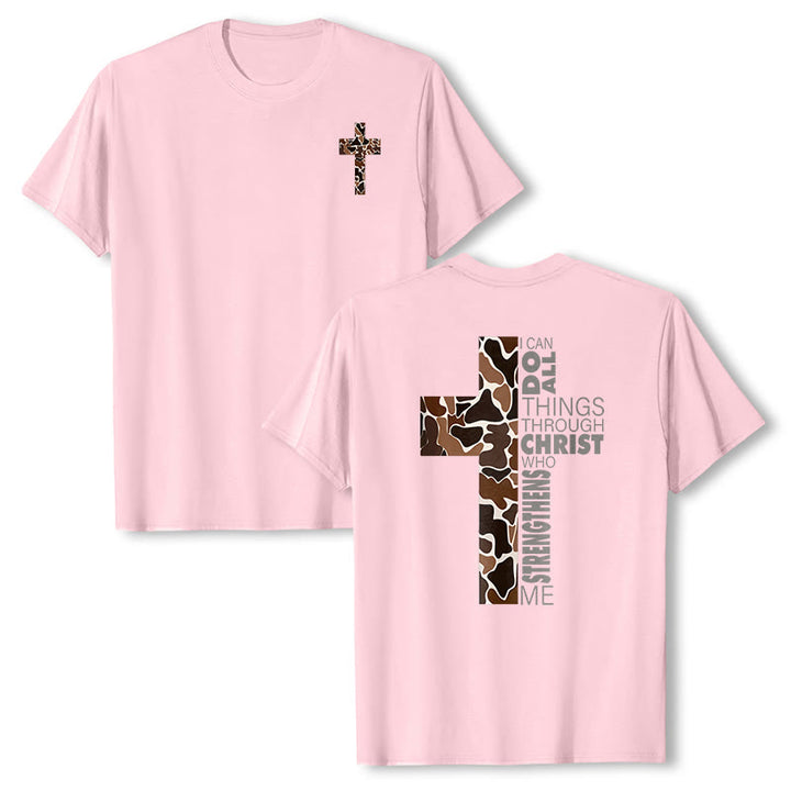 Christianartworkshop Camo Cross Design With Philippians 4:13 Verse Christian T-Shirt - Pink - 2XL - image 15