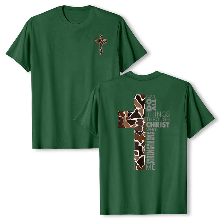 Christianartworkshop Camo Cross Design With Philippians 4:13 Verse Christian T-Shirt - Dark Green - 2XL - image 24