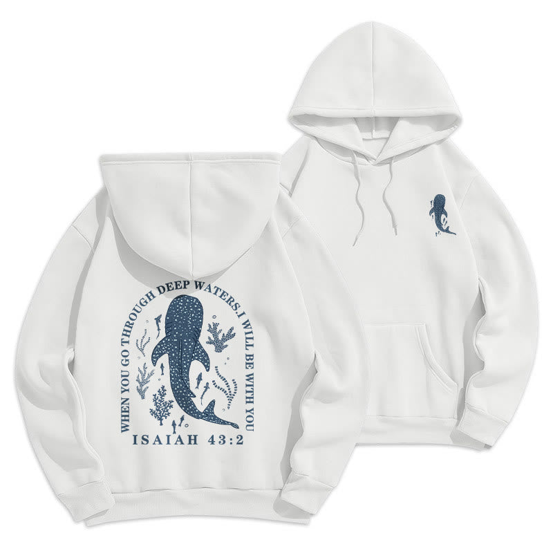 Christianartworkshop Modern Colored Style Faith Beneath the Waves Fleece Lined Polyester Hoodie - White - 2XL - image 0