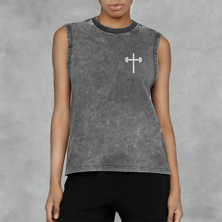 Christianartworkshop Jesus Is King Angel Wings Washed Tank Top - image 11