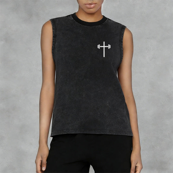 Christianartworkshop Jesus Is King Angel Wings Washed Tank Top - image 4