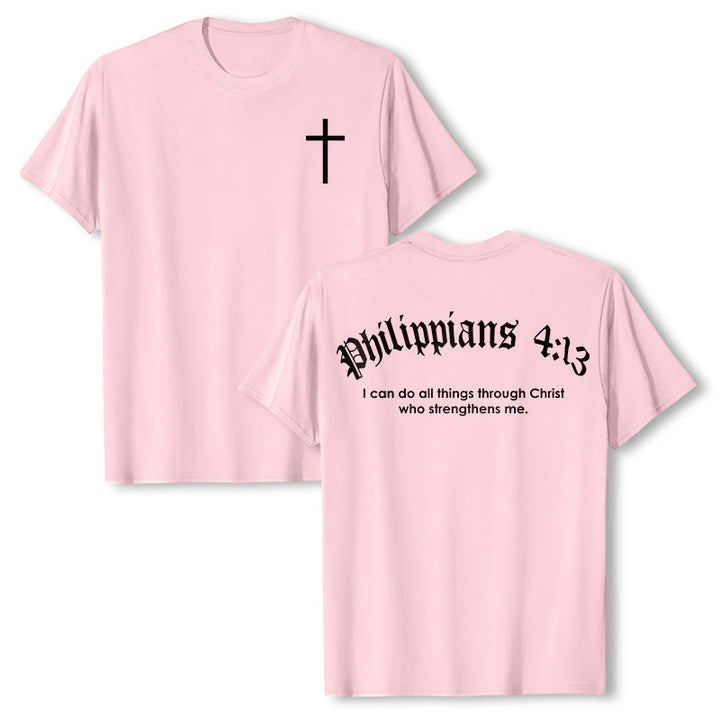 Christianartworkshop Philippians 4:13 "I Can Do All Things" Strength T-Shirt - Pink - 2XL - image 14