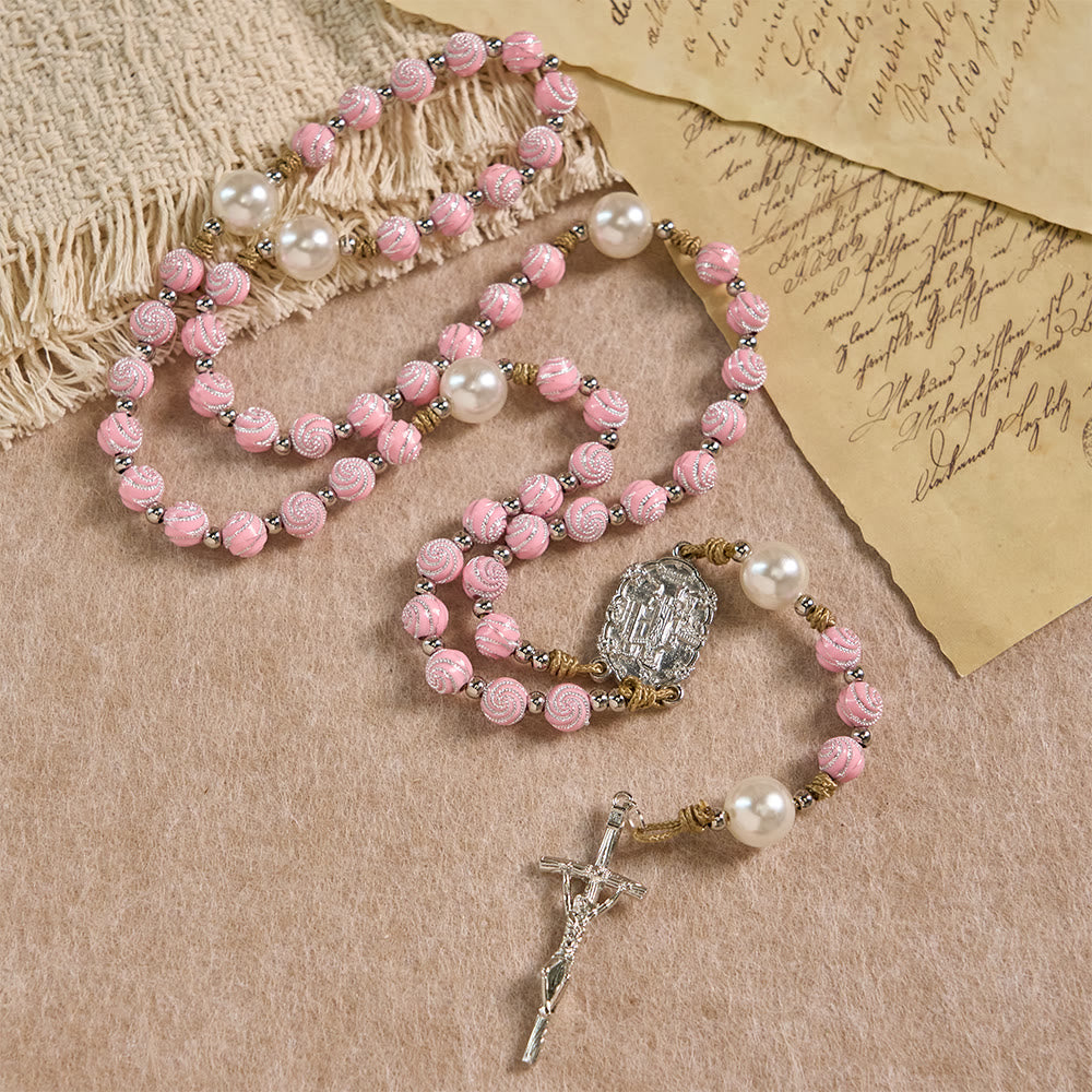 Christianartworkshop Grace-Filled Rose-Petal Beaded Rosary: A Sacred Symbol for Prayer & Reflection - image 2