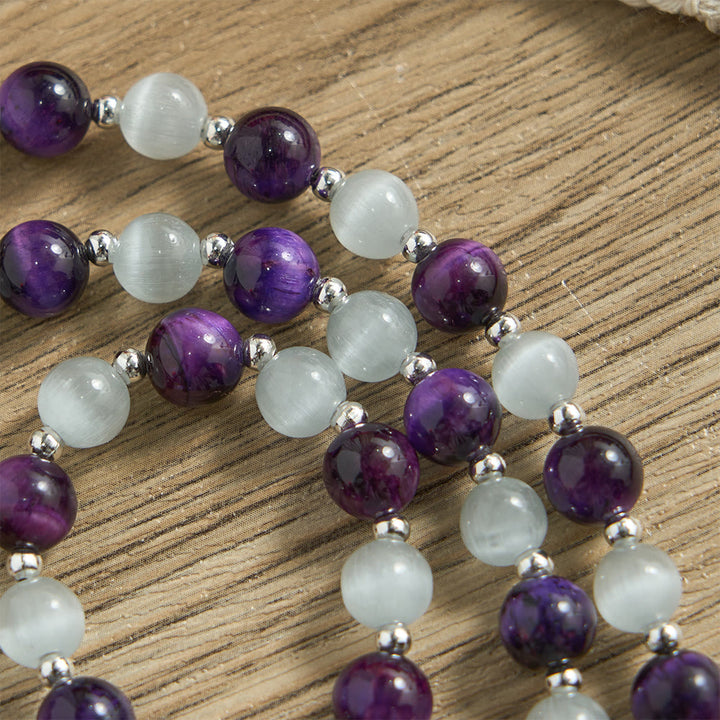 Christianartworkshop Cat's Eye Beaded Rosary with Mary Medal: A Symbol of Divine Guidance & Faith - image 6