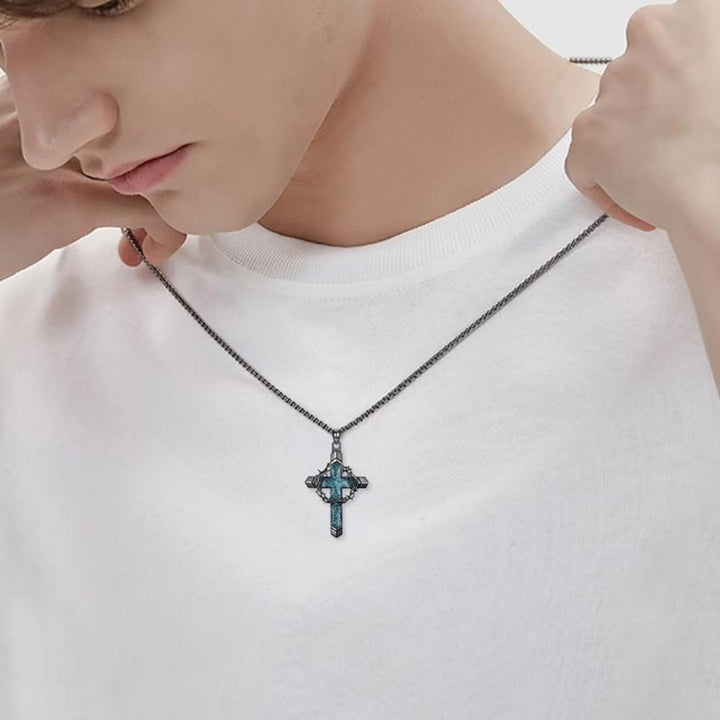 Christianartworkshop Thorn-Wrapped Inlaid Cross Pendant Necklace: A Symbol of Christ’s Sacrificial Love - image 1