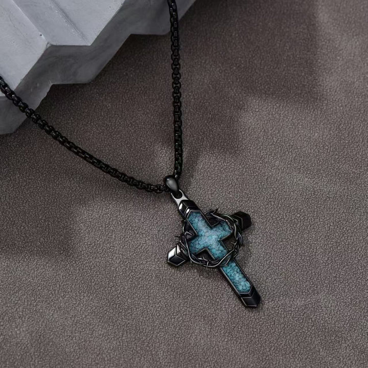 Christianartworkshop Thorn-Wrapped Inlaid Cross Pendant Necklace: A Symbol of Christ’s Sacrificial Love - image 3