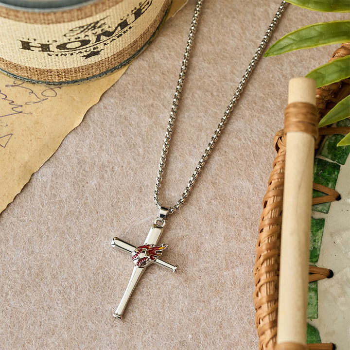 Christianartworkshop Philippians 4:13 Baseball Cross Necklace with Flame Detail: A Symbol of Divine Strength & Athletic Faith - image 4