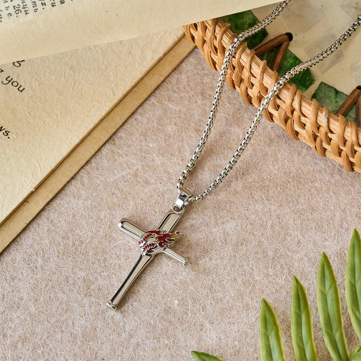 Christianartworkshop Philippians 4:13 Baseball Cross Necklace with Flame Detail: A Symbol of Divine Strength & Athletic Faith - image 5