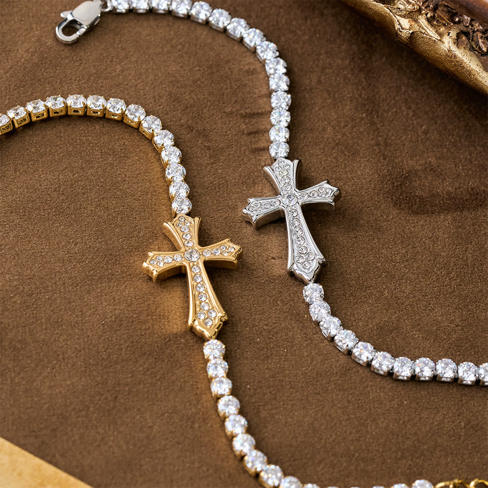 FREE Today: 2-Color Elegant Zircon-Encrusted Cross Bracelet: A Symbol of Divine Grace & Elegance - image 2