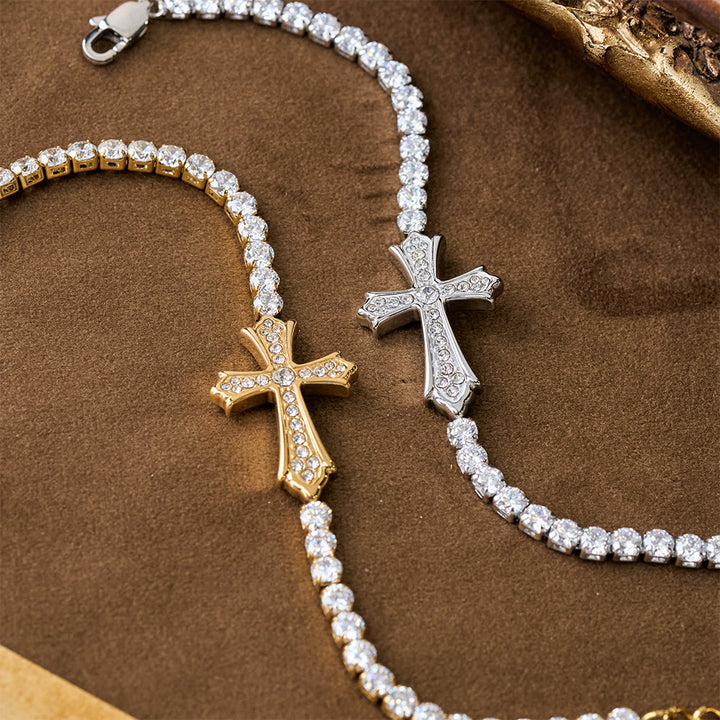 FREE Today: 2-Color Elegant Zircon-Encrusted Cross Bracelet: A Symbol of Divine Grace & Elegance - image 2