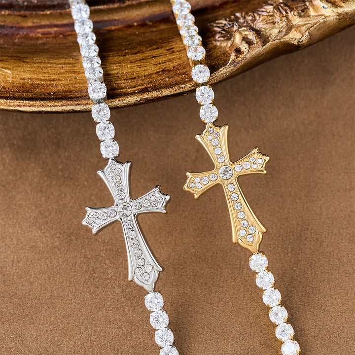 FREE Today: 2-Color Elegant Zircon-Encrusted Cross Bracelet: A Symbol of Divine Grace & Elegance - image 1