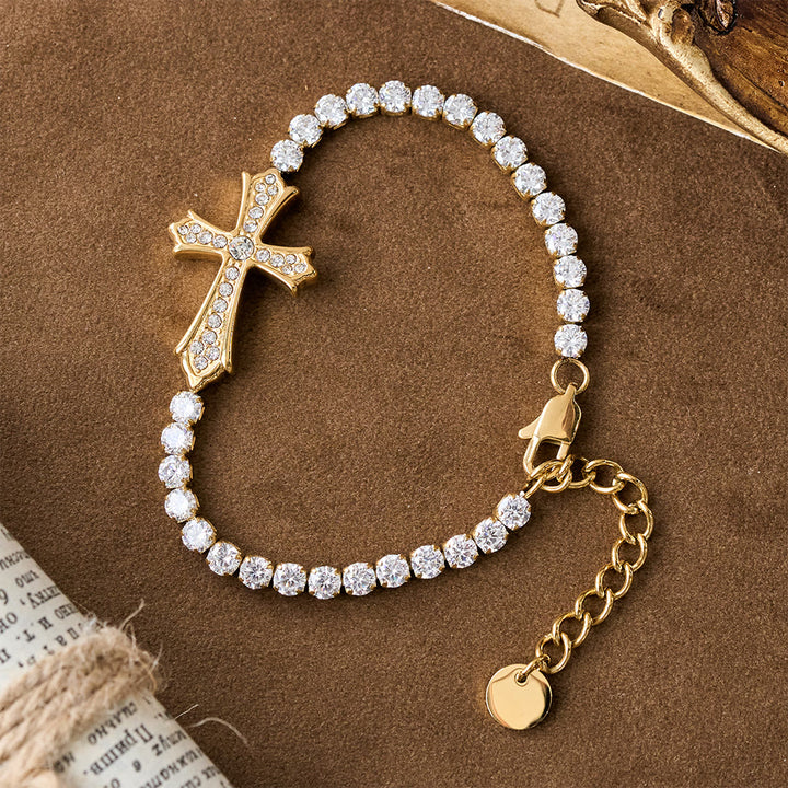 FREE Today: 2-Color Elegant Zircon-Encrusted Cross Bracelet: A Symbol of Divine Grace & Elegance - image 4