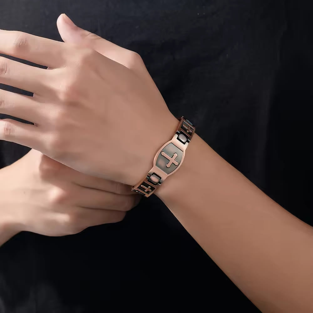 FREE Today: Link Chain Cross Engraved Bracelet: A Symbol of Divine Strength & Faith - image 1
