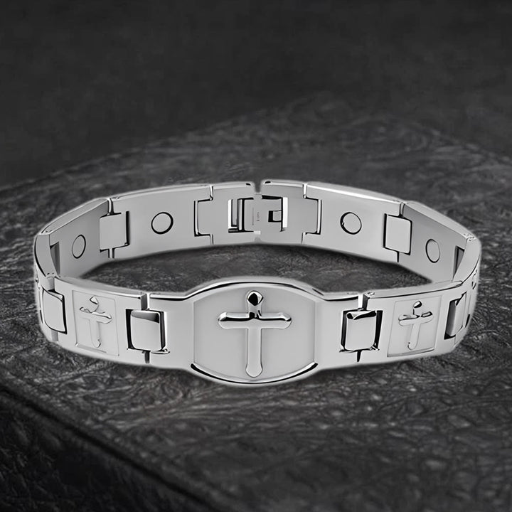 FREE Today: Link Chain Cross Engraved Bracelet: A Symbol of Divine Strength & Faith - Silver - image 11