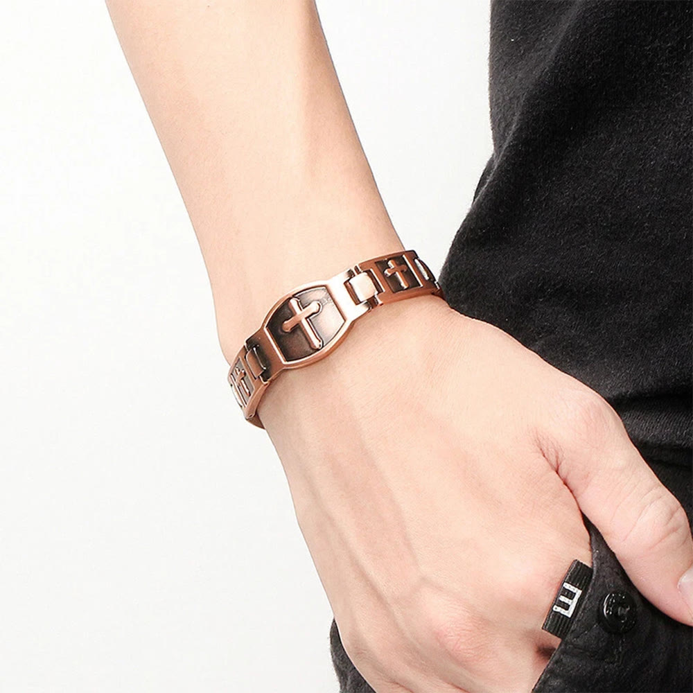 FREE Today: Link Chain Cross Engraved Bracelet: A Symbol of Divine Strength & Faith - image 3
