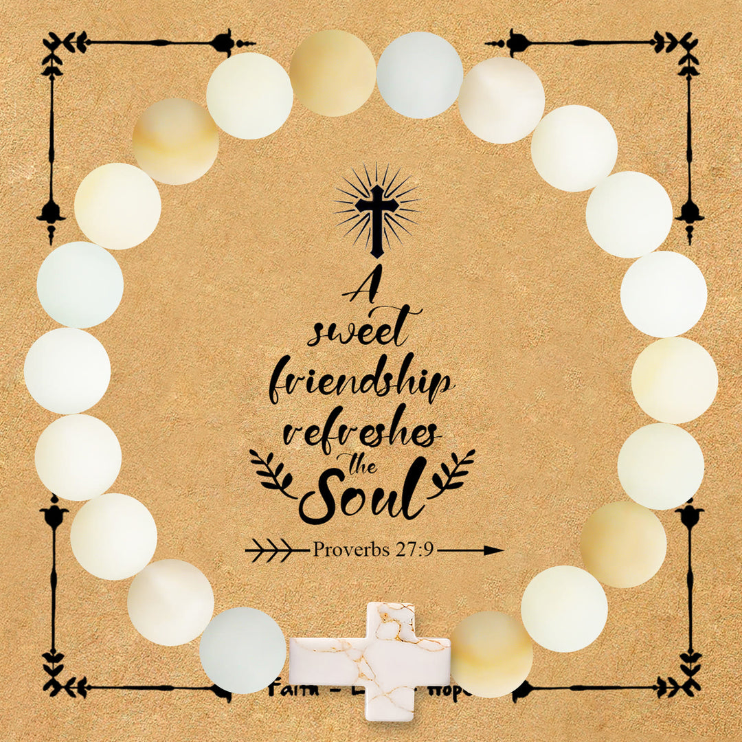 FREE Today: Natural Stone Cross Bracelet with Proverbs 27:9 Card: A Symbol of Divine Friendship & Grace - Amazon stone - image 3