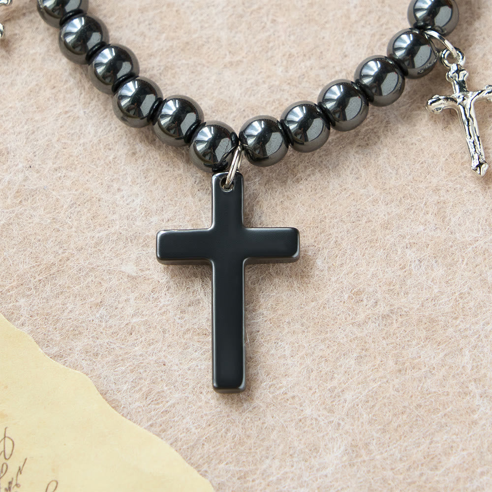 FREE Today: Hematite Bead Cross Bracelet with Mini Crucifix Charms: A Symbol of Divine Protection & Faith - image 5