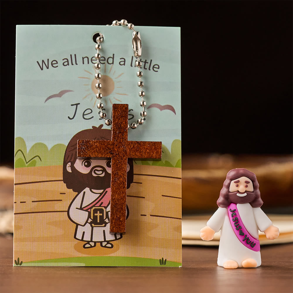 Christianartworkshop Mini Jesus Figurine Set with Scripture Card & Cross Pendant: A Symbol of Divine Joy & Faith - image 7