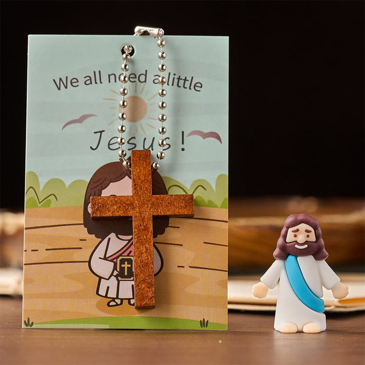 Christianartworkshop Mini Jesus Figurine Set with Scripture Card & Cross Pendant: A Symbol of Divine Joy & Faith - image 5