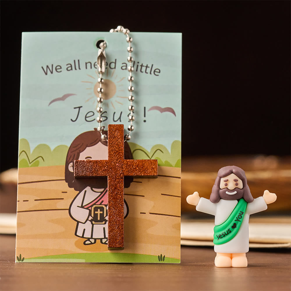 Christianartworkshop Mini Jesus Figurine Set with Scripture Card & Cross Pendant: A Symbol of Divine Joy & Faith - image 3
