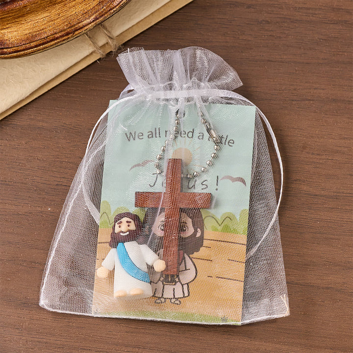Christianartworkshop Mini Jesus Figurine Set with Scripture Card & Cross Pendant: A Symbol of Divine Joy & Faith - image 6