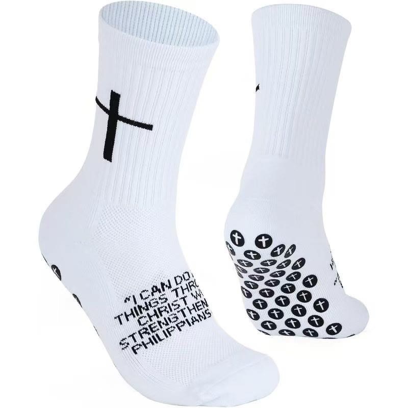 Christianartworkshop Scripture-Emblazoned Anti-Slip Soccer Socks: PHILIPPIANS 4:13 & PROVERBS 3:5 - image 3