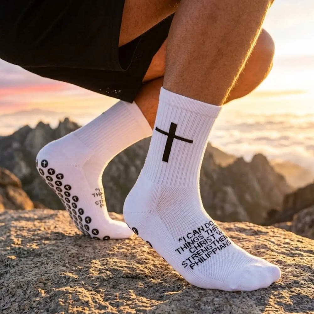 Christianartworkshop Scripture-Emblazoned Anti-Slip Soccer Socks: PHILIPPIANS 4:13 & PROVERBS 3:5 - image 2