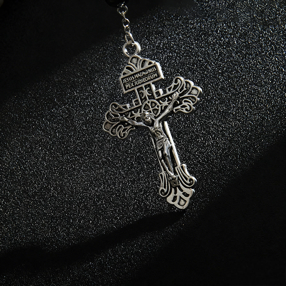 Christianartworkshop Hematite Bead Car Pendant with St. Michael Medal & Crucifix: A Gift of Heavenly Protection & Strength - image 12