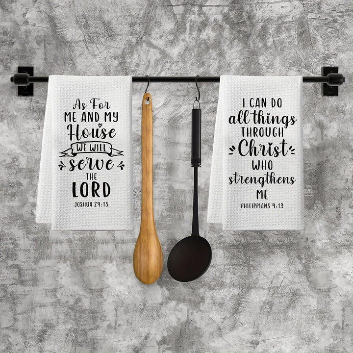 Christianartworkshop Scripture-Printed Kitchen Towel with Philippians 4:13 & Joshua 24:15  - image 4