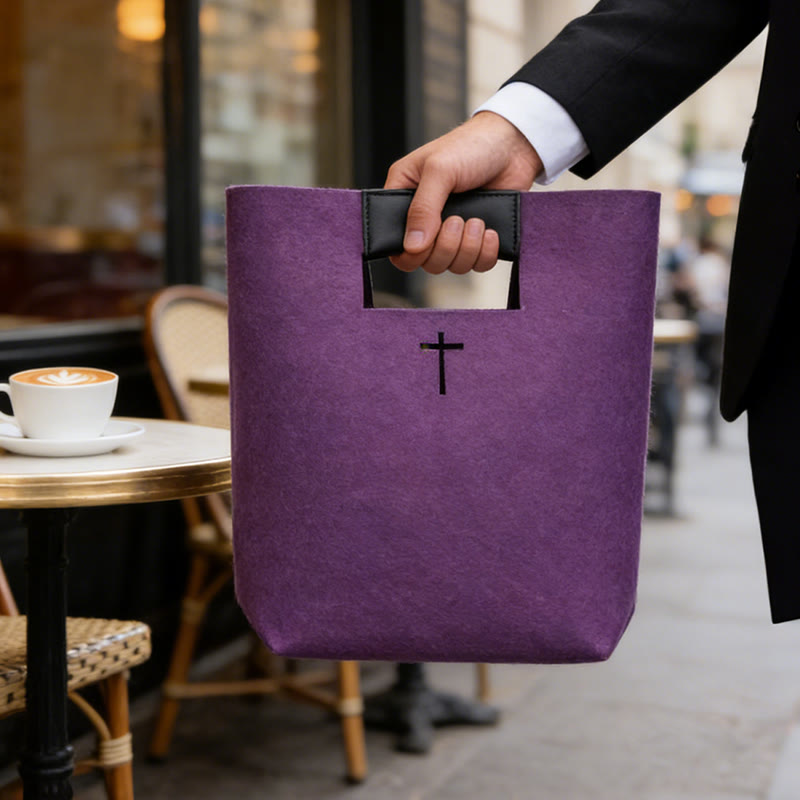 Christianartworkshop Multi-Hued Felt Bible Bag with Cross Emblem: A Token of Heavenly Grace for Daily Worship - image 5