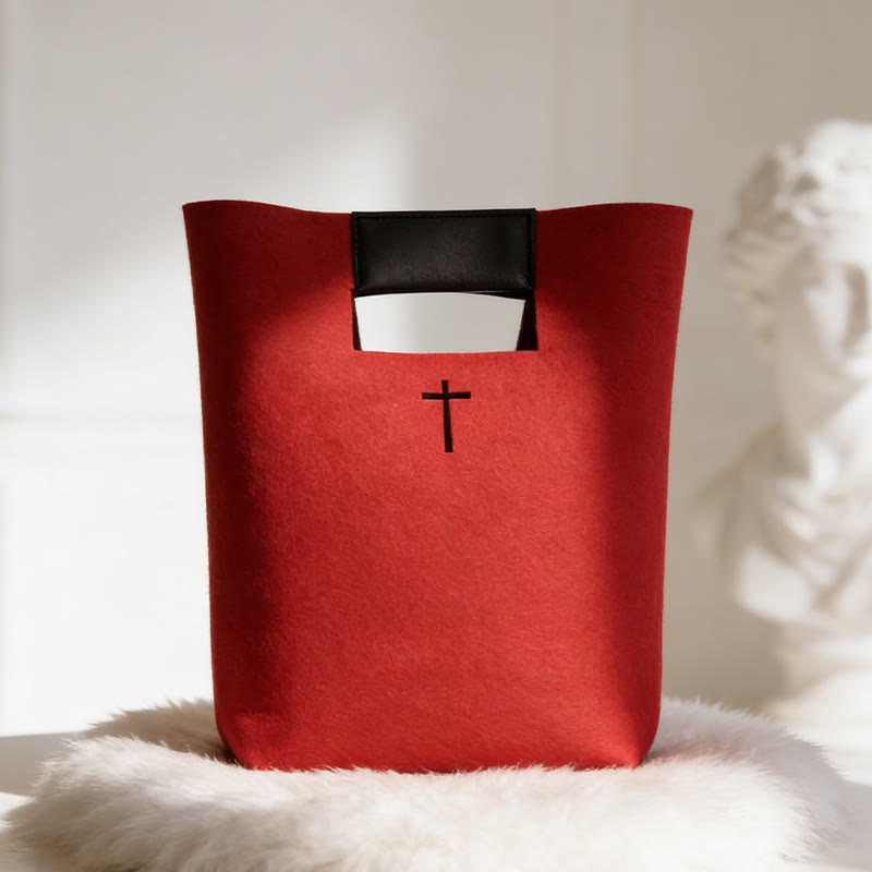 Christianartworkshop Multi-Hued Felt Bible Bag with Cross Emblem: A Token of Heavenly Grace for Daily Worship - image 1