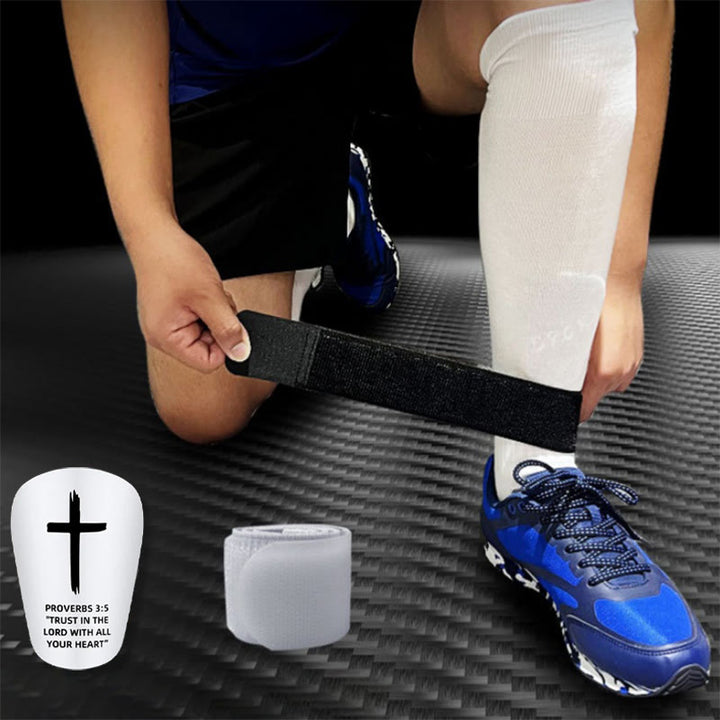 Christianartworkshop Proverbs 3:5 Cross Print Soccer Shin Pads with Fixed Belt: A Symbol of Divine Trust & Athletic Strength - image 13