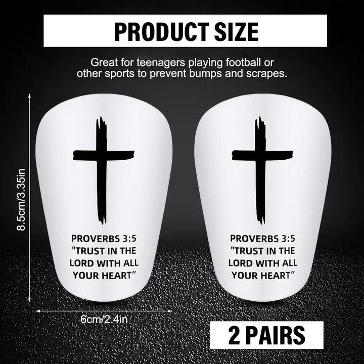 Christianartworkshop Proverbs 3:5 Cross Print Soccer Shin Pads with Fixed Belt: A Symbol of Divine Trust & Athletic Strength - image 2