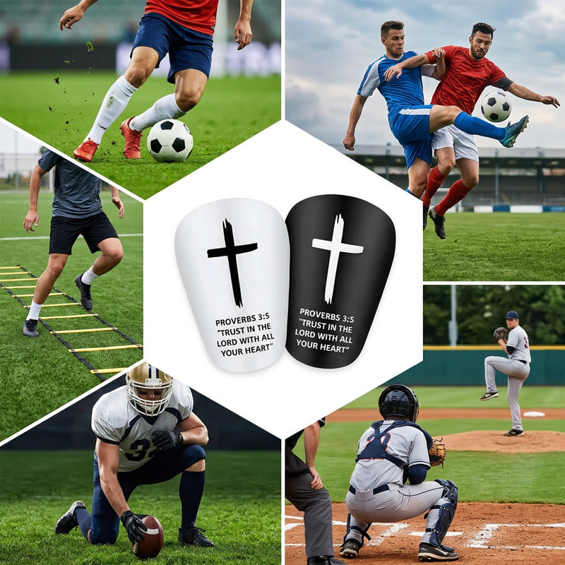 Christianartworkshop Proverbs 3:5 Cross Print Soccer Shin Pads with Fixed Belt: A Symbol of Divine Trust & Athletic Strength - image 4
