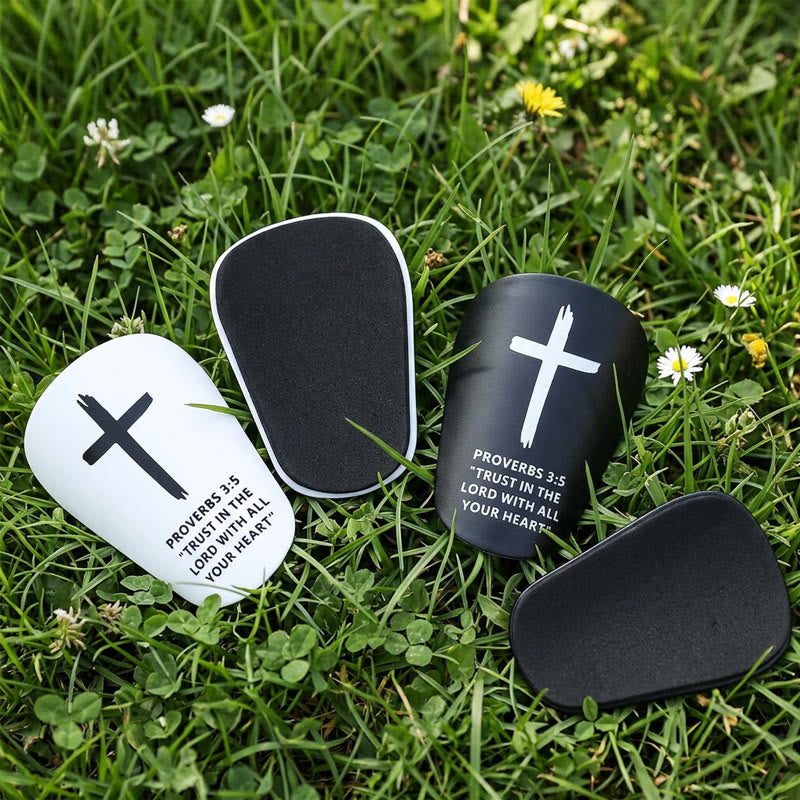 Christianartworkshop Proverbs 3:5 Cross Print Soccer Shin Pads with Fixed Belt: A Symbol of Divine Trust & Athletic Strength - image 6
