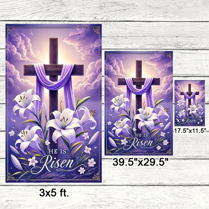 Christianartworkshop Resurrection Cross Garden Flag with Lilies & Purple Drape: A Token of Heavenly Joy - image 5