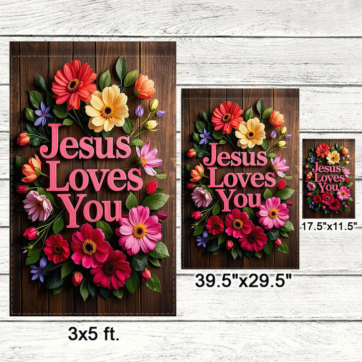 Christianartworkshop Floral Wreath Jesus Loves You Garden Flag: A Token of Heavenly Affection - image 5