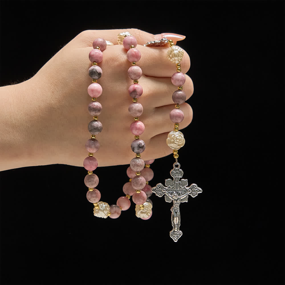 Pink Zebra Jasper 2026 Personalized Rosary – GRACE Name, Our Lady