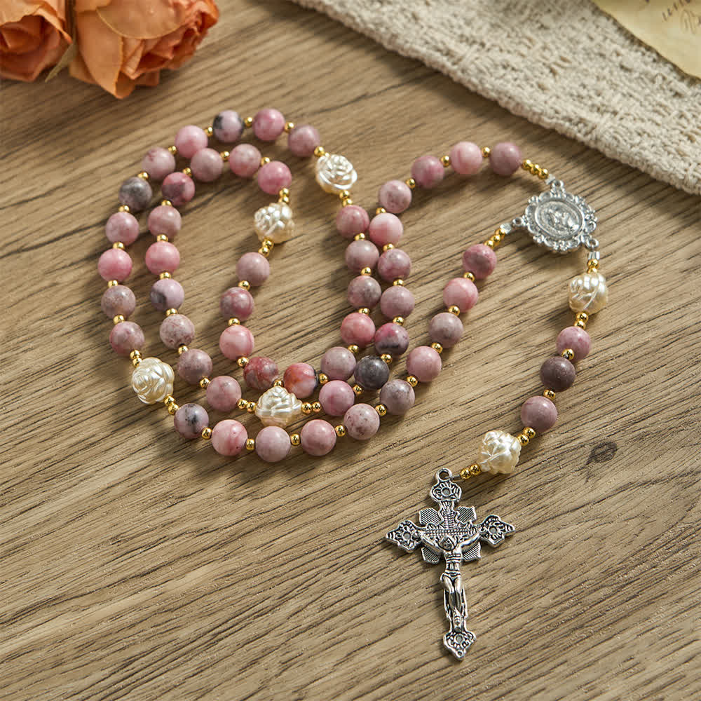 Christianartworkshop Pink Zebra Jasper 2026 New Year Rosary: Personalized Name Faith - image 3