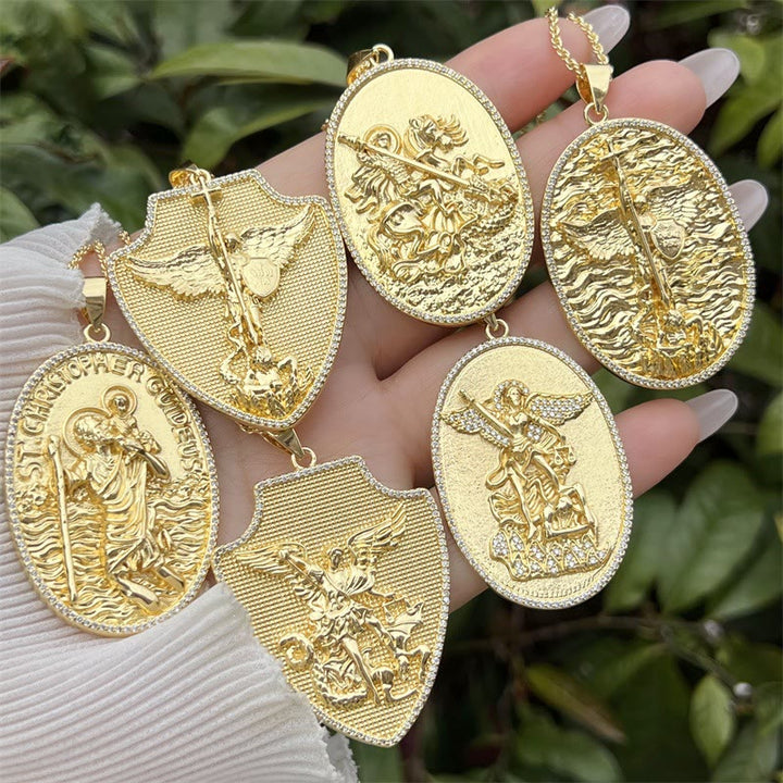 Christianartworkshop St. Michael & St. Christopher Medallion Necklace: A Symbol of Divine Protection & Guidance - image 0