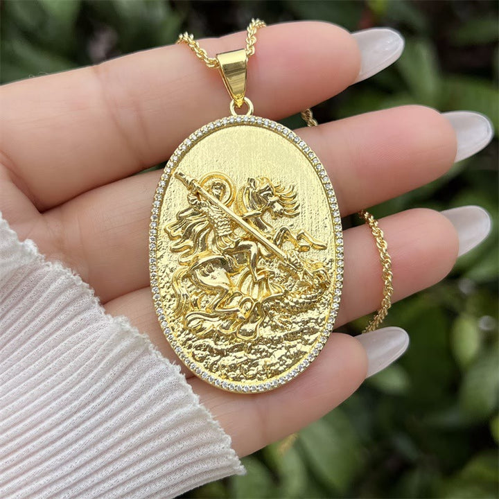 Christianartworkshop St. Michael & St. Christopher Medallion Necklace: A Symbol of Divine Protection & Guidance - D - image 6