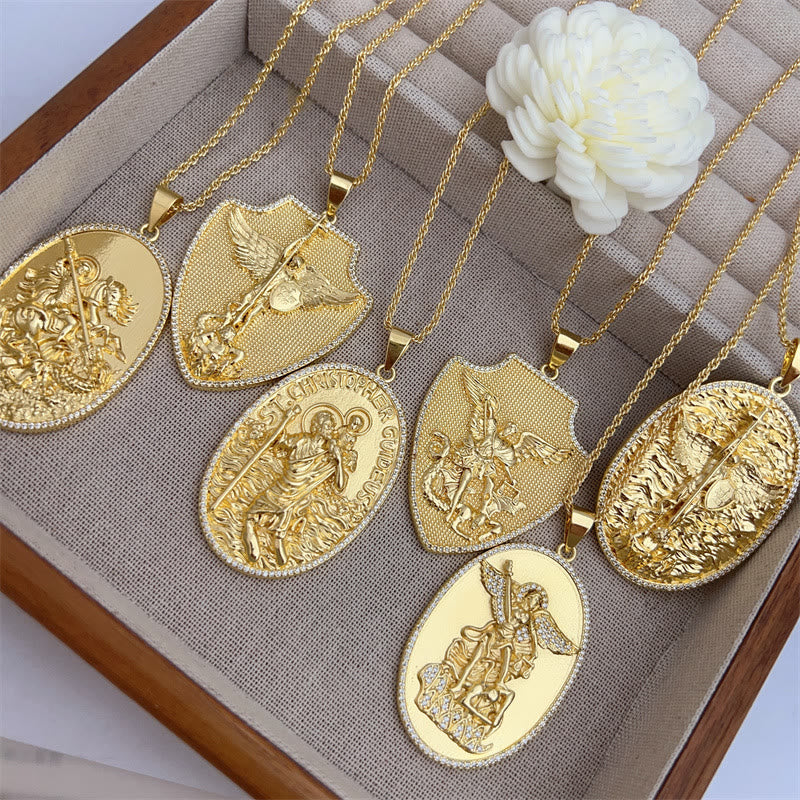 Christianartworkshop St. Michael & St. Christopher Medallion Necklace: A Symbol of Divine Protection & Guidance - image 2