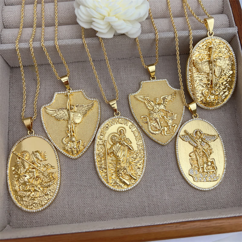 Christianartworkshop St. Michael & St. Christopher Medallion Necklace: A Symbol of Divine Protection & Guidance - image 1