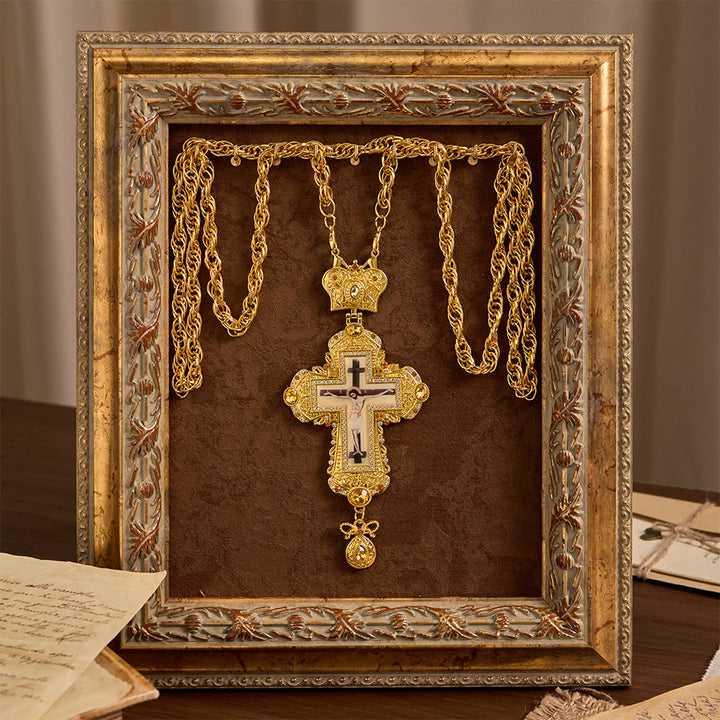 Christianartworkshop Ornate Large Pectoral Crucifix Necklace with Crown Accent: A Symbol of Sacred Majesty & Redemption - image 3