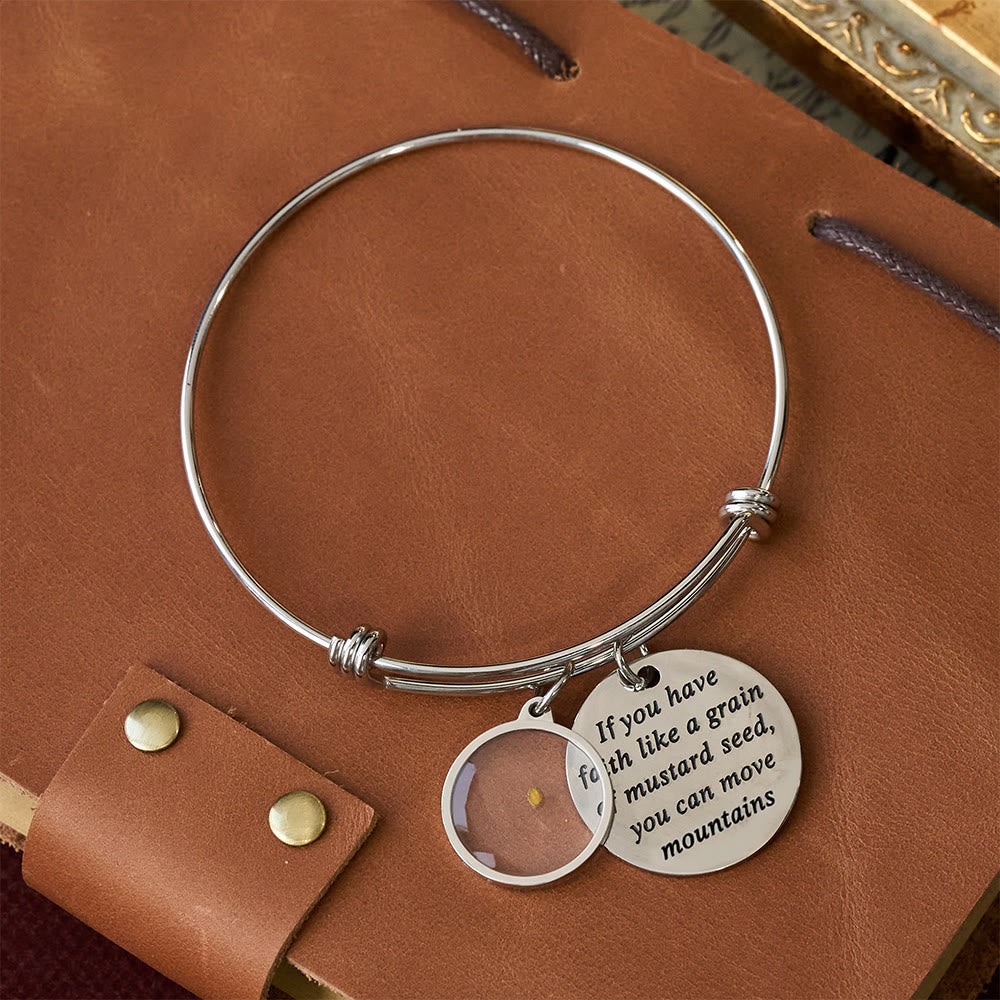 Christianartworkshop Mustard Seed Faith Bangle with Heart Charm: A Symbol of Unwavering Belief & Grace - Round - image 1