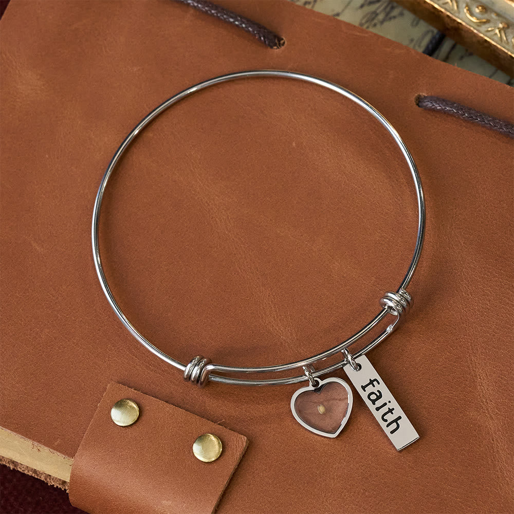 Christianartworkshop Mustard Seed Faith Bangle with Heart Charm: A Symbol of Unwavering Belief & Grace - Heart - image 4
